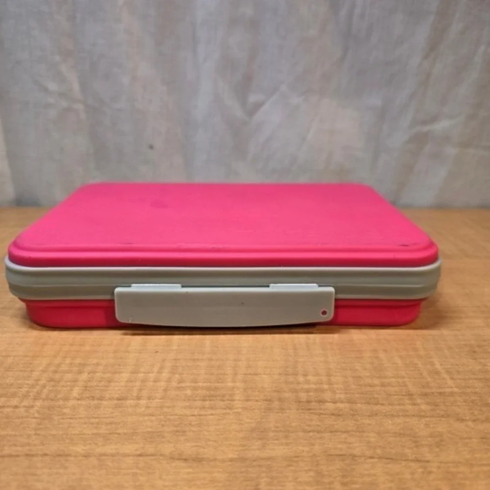 IT'S ACADEMIC Collapsible Pencil Pen‎ Case Box with Lid Flexi Storage Pink Gray